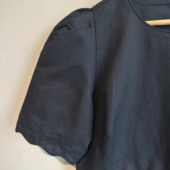 Ann Taylor Scalloped Cotton Linen Cut Out Dress Black 12 NEW - Picture 6 of 15